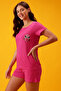 Owl Print Top & Chic Basic Shorts Set in Fuschia Pink - 100% Cotton - 4