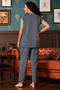 Printed Kurta Top & Pyjama Set in Navy Colour - Cotton - 5