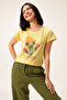 Graphic & Text Print T-shirt in Light Yellow & Pyjama in Olive Green Set - 100% Cotton - 5