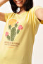 Graphic & Text Print T-shirt in Light Yellow & Pyjama in Olive Green Set - 100% Cotton - 6