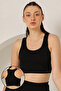Medium Impact Padded Racerback Sports Bra in Black