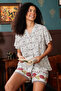 Floral Print Button-Down Shirt & Shorts Set in White - Rayon - 2