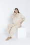 Women's Woven Viscose Fabric Shirt Collar Bottom - Top Set / Beige 33608 - 5