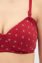 Padded Non-Wired Full Coverage Printed Multiway T-shirt Bra in Maroon - Cotton - 7