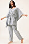 Print Me Pretty Kaftan Top & Pyjama Set in Light Grey - 100% Cotton - 2
