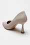 Ernio Cream Leather 10 cm Heeled Women's Stiletto - 4