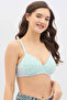 Padded Non-Wired Full Coverage Printed T-shirt Bra in Light Blue - Cotton - 4