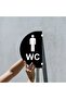 Wc bAY مزدوج الجوانب - لافتة توجيه مثبتة على الجانب 18 × 30 سم - بليكسي جلاس أسود - 2