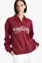 Relax Fit Polo Neck Printed Thick Sweatshirt F1063Ax25Au