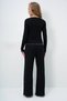 Women's Dark Black Wide Collar Fisto Detailed Bow Blouse and Trousers Pajama Set Alc-X14069 - 8