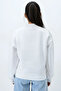 Women's Ecru Stand Collar Zippered Inside Raised 3 Thread Crop Sweatshirt Alc-X12757 - 5