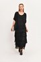 Women's Italian Half Sleeve Layered Long Black Silk Dress - 2