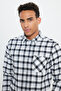 Men's Black-gray Slim Fit Slim Fit Button Collar Warm Checked Winter Flannel Lumberjack Shirt - 4