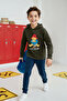 Emerald Green 100% Cotton Printed Hooded Oversize Knitted Boys' Sweatshirt Tkdaw26Sw00006
