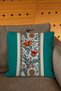 Nature Themed Floral Patterned 4-Piece Digital Printed Throw Pillow Cover in Blue Green Red Yellow Colors - 4