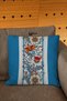 Nature Themed Floral Patterned 4-Piece Digital Printed Throw Pillow Cover in Blue Green Red Yellow Colors - 3