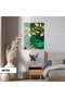 Amazing | Green Gold Leaf Pattern (Emerald) | Framed Tempered Glass Table Single Vertical