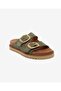 Women's Green Suede Genuine Leather Slippers 5Y2Ct59054 - 2