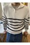 White-Black Men's Regular Zippered Fishing Knitwear Sweater - 4