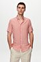 Ds Groom Slim Fit Red Seersucker Striped Short Sleeve Summer Shirt
