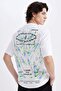 Comfort Regular Fit Comfortable Fit Crew Neck Back Printed Short Sleeve T-Shirt C5675Ax24Hs