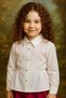 Girl's White Shirt with Gathered Waist and Crystal Jewellers and Lace Garnish on the Front / April 23 School Shirt - 3