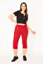 Women's Plus Size Burgundy Zipper Detailed Capri Pants 65N20932