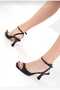 Black Skin Ankle Tie Slim Heel - 8