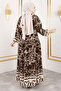 Authentic Viscose Long Hijab Dress Tsd250202 Brown - 5