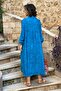 100% Cotton Viscose Turquoise Shirt Dress - 3