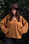 Women's Brown Scuba Fabric, Silver Button Detail, Loose Jacket Blouse