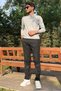 Men'S, Elastic Waist, Diagonel Fabric, Old Money Culture, Double Leg, Regular Fit Pants 24Inp291 - 8