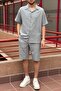 Men'S, Seersucker, Summer, Loose Fit, Linen Blend, Shirt-Shorts Set 297-g13 - 4