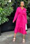Fuchsia Belted Viscose Fit Dress Shirt - 2