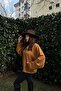 Women's Brown Scuba Fabric, Silver Button Detail, Loose Jacket Blouse - 4