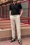 Men &Apos; S, Elastic on the Waist, Regular Fit, Linen Weaving, Cotton Old Money Culture Trousers 300