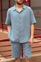 Men'S, Apaş Collar, Oversize, 100% Cotton, Muslin Woven, Short Sleeve Shirt G14