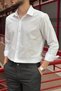 Men'S, Shirt Collar, Regular Fit, Cotton, Linen Woven, Old Money Culture, Embroidery Detailed Shirt G10 - 5