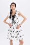 Lug Von Siga x DeFacto Bodycon V-Neck Patterned Brode Sleeveless Mini Dress B2343AX24SM - 7
