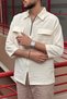 Male, Half Metal Zipper, Shirt Collar, Linen Blend, Woven, Oversize Shirt G12 - 6