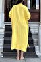 Women's Yellow Oversize, Relaxed Fit, Pocketed, Long Muslin Dress - 5