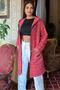 Red Crest Detailed, Hooded, Gray Stamp Cardigan Jacket - 3