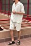 Male, Elastic Waist, Regular Fit, Muslin Weaving, 100% Cotton, Summer Shorts-Bermuda 303 - 7