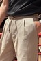 Male, Elastic Waist, Wide Cut, Linen Webbing, Cotton, Pleated Pants 302 - 3
