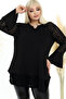 Long Sleeve Blouse with Flock Print on Tulle and Chain and Flounce on the Collar - 6