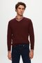 Ds Damat Slim Fit Claret Red Cotton Blended 2-Piece V-Neck Knitwear and Shirt - 2