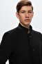 Ds Damat Regular Fit Black Stand Collar Stamp Coat - 3