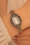 Women's Silver Watch - Oval Model with Marcasite Stone, for Lover, Spouse, Mother - 8