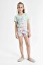 Girls Pajamas Set Printed Short Sleeve Top Shorts C2840A824Sm - 2