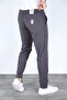 Anthracite Jogger Pants Dark Gray with Waist Belt and Elastic - 3
